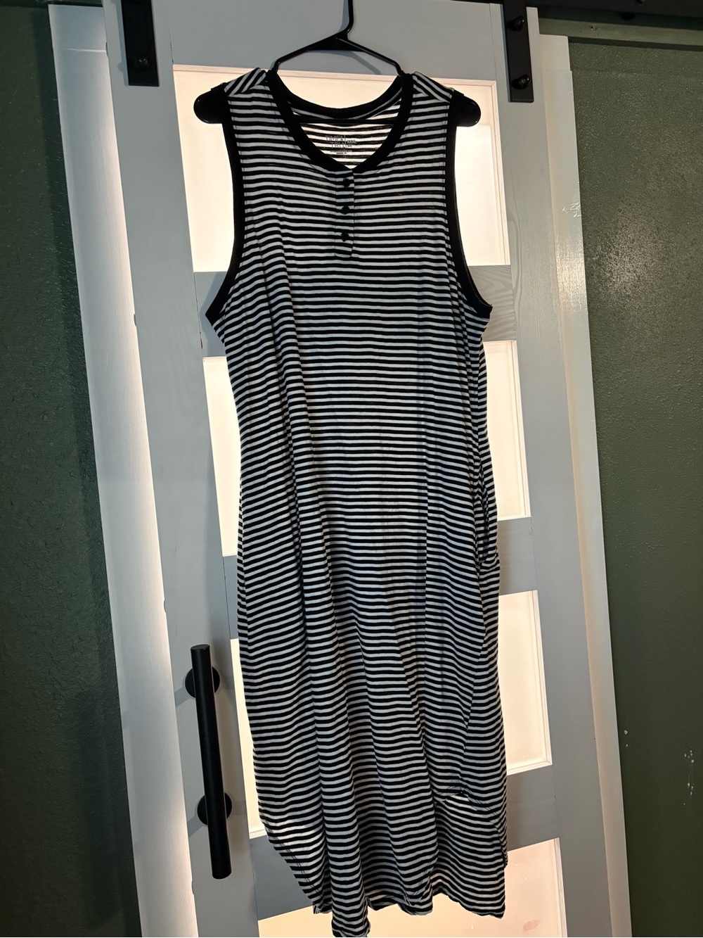 Time and Tru Black and White Striped Sleeveless Midi Dress
